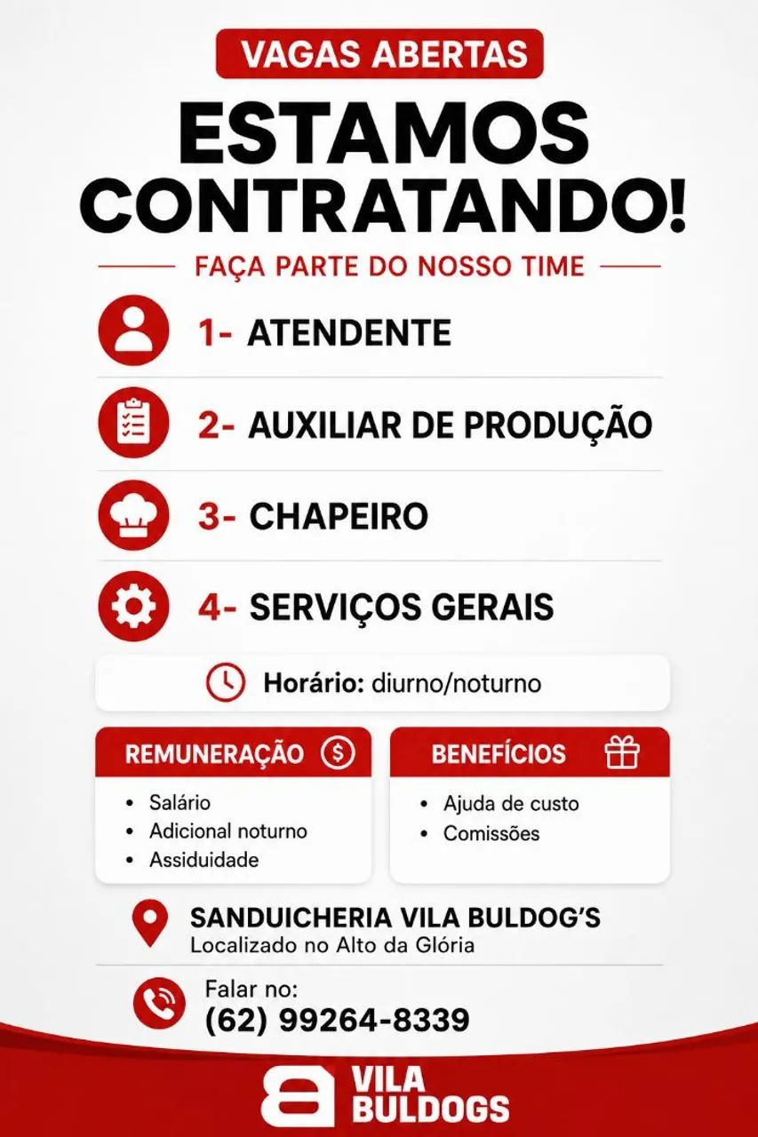 Várias vagas de emprego *