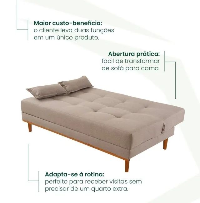 Sofá cama linho cinza - Foto 2