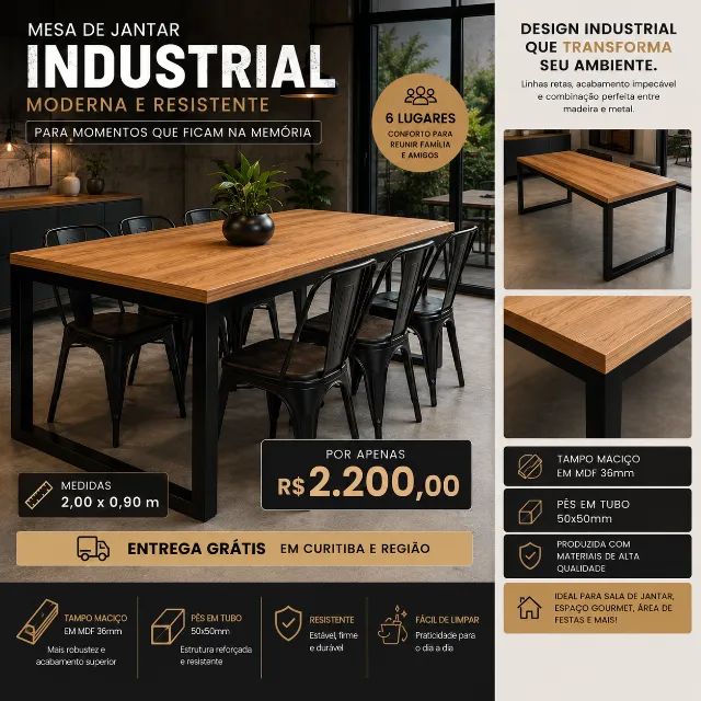 Mesa de jantar 6 lugares