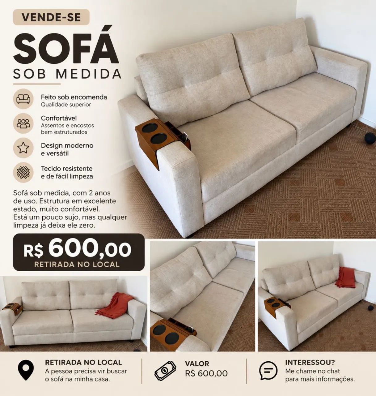 Vendo sofá 2 lugares 