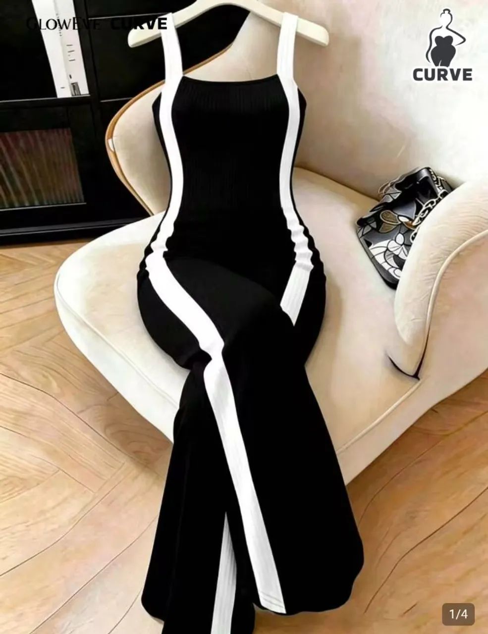 Macacão Feminino Preto e Branco P/M - Foto 2