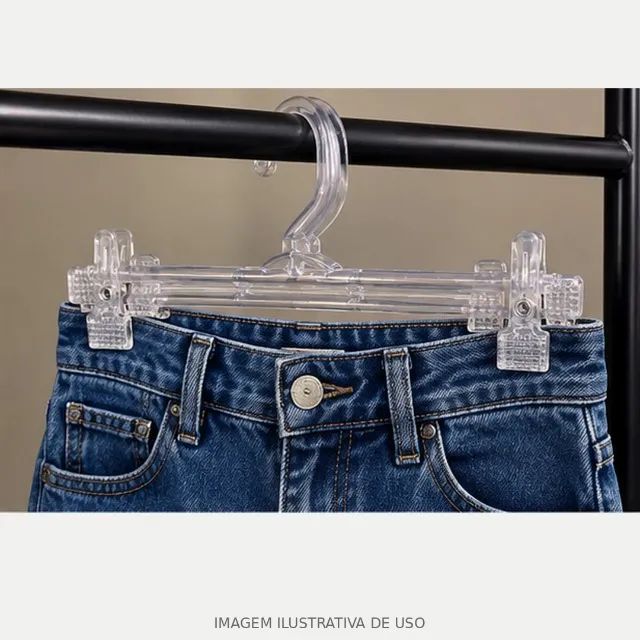Cabide Acrílico Transparente com Presilhas para Calças e Saias - Usado - Foto 4