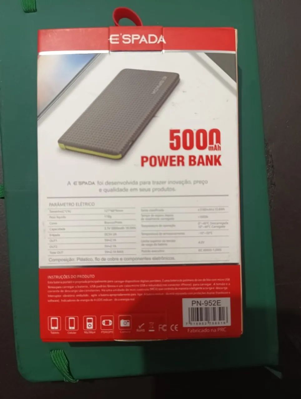 Power Bank E?SPADA 5000mAh Novo na Caixa com Cabo e Adaptadores - Foto 3