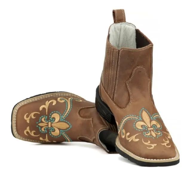 Bota texana cano curto couro legítimo 