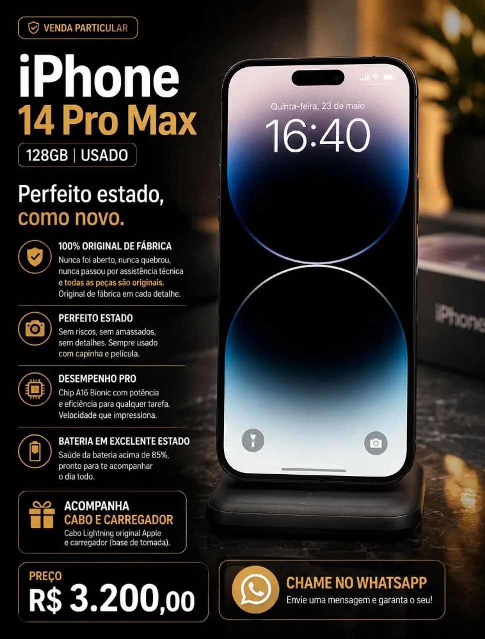 iPhone 14 Pro Max 128GB - Graphite | Excelente estado | 100% Original - Foto 2