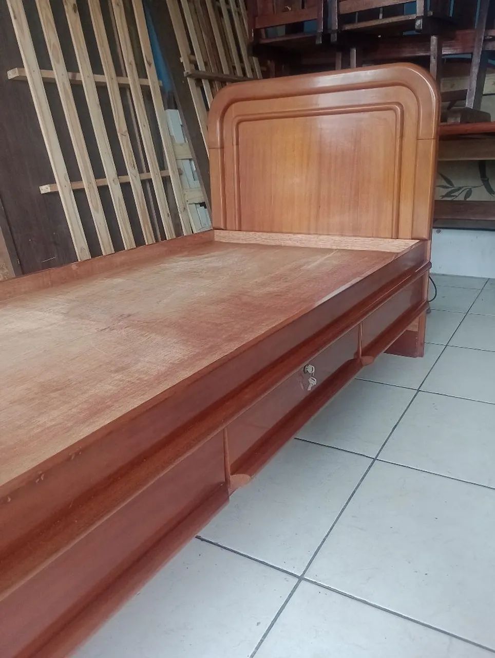 Cama de solteiro de madeira marfim 499,00 - Foto 3