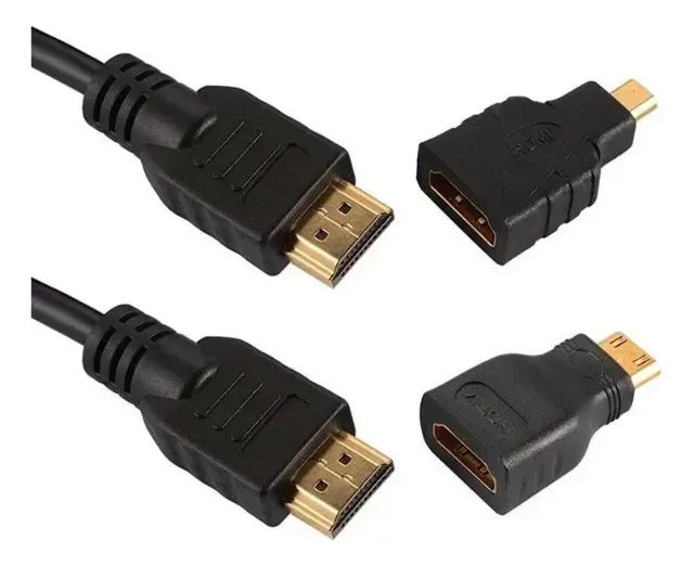 Cabo Hdmi 3 em1 1,5m Adaptadores Mini e Micro- Para TVs, Micros e projetores - Foto 3