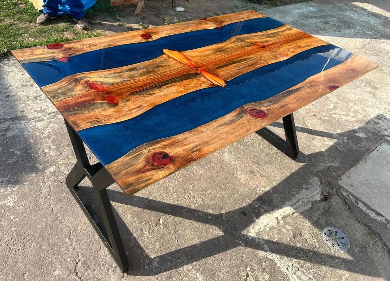 Mesa River Table azul com Resina65568136243971123