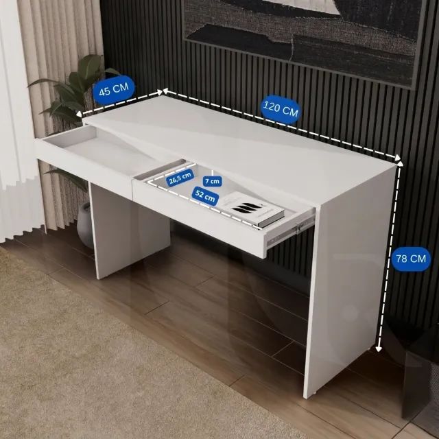 Escrivaninha Moderna 2 Gavetas 100% MDF NOVA - Pronta Entrega - Foto 3