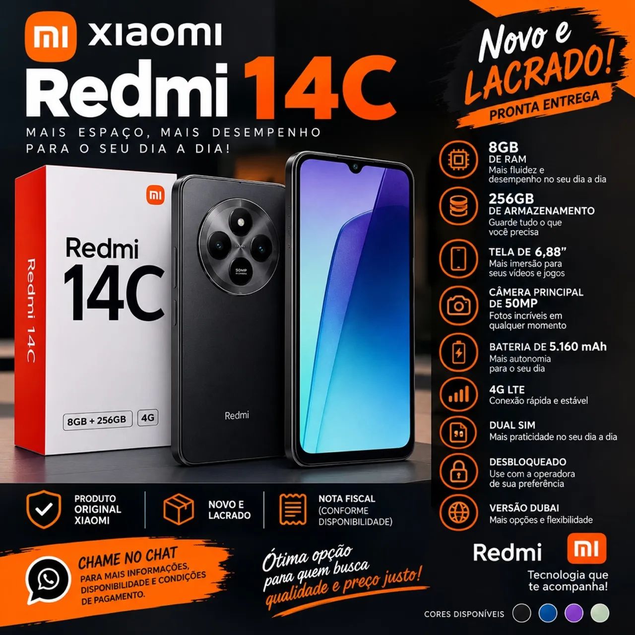 Xiaomi Redmi 14C 8/256GB | Novo | Lacrado | 4G - Celulares e