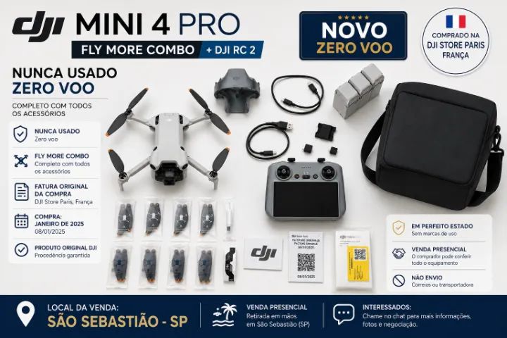 ? DJI Mini 4 Pro Fly More Combo + DJI RC 2 ? NOVO / ZERO VOO