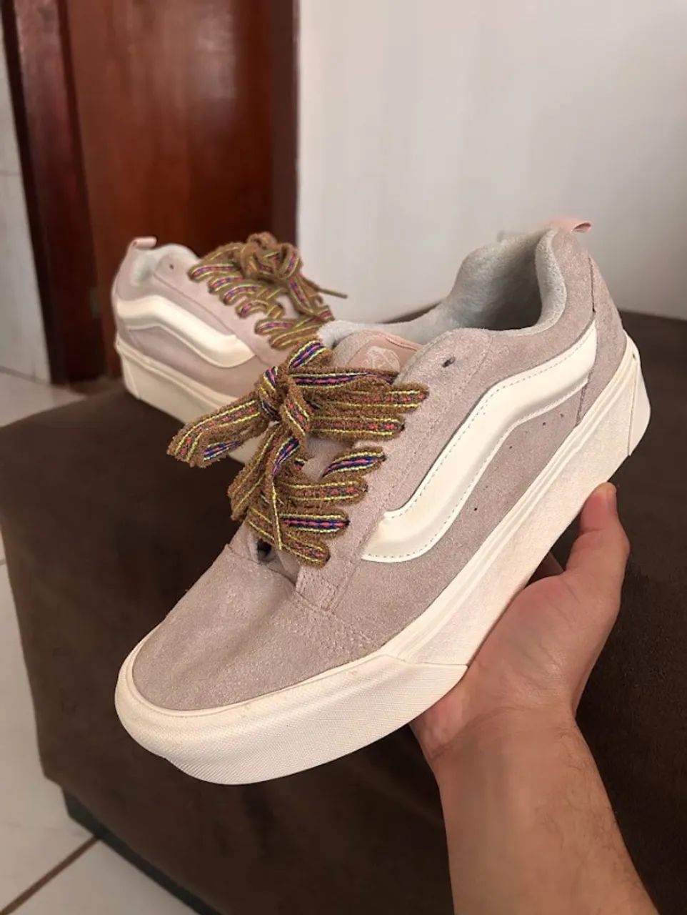  Vans KNU Stack ?Pink Multi-Color Laces?