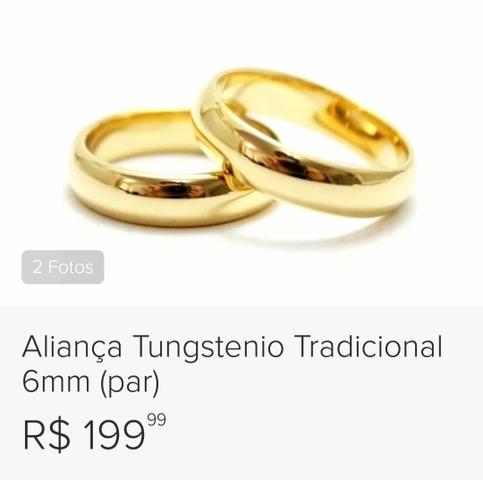 Alianças de tungstênio banhadas a ouro 18k - Foto 2
