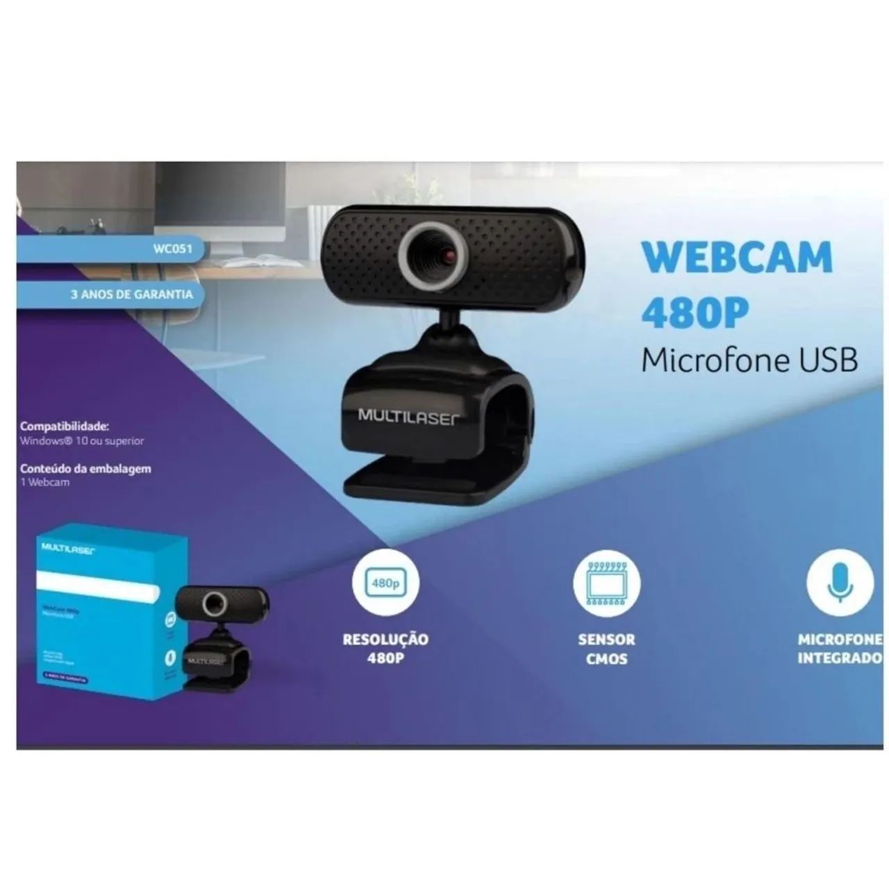 Webcam Multilaser com microfone 480p USB - Foto 5