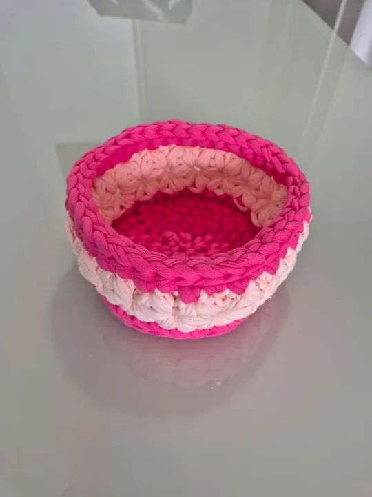 Cestinho multiuso em crochê 