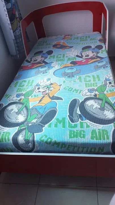 Cama Infantil Masculina Solteiro Caminhão de Bombeiro Vermelho com Colchão - Foto 5