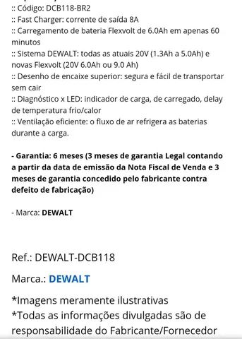 Carregador Rápido com Cooler 20V/60V LI-ION - DEWALT-DCB118 - Foto 4