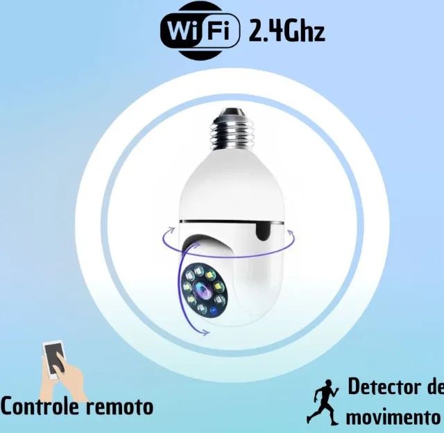 Câmera Lâmpada Segurança Panorâmica Wi-fi Ip Visão Noturna  - Foto 4