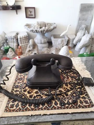 Telefone antigo de baquelite preto para decoração  - Foto 2