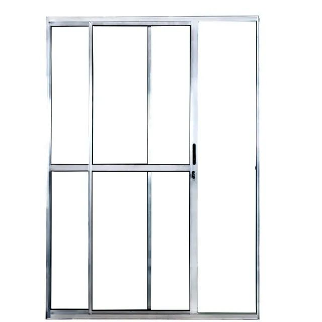 Porta balcão 2 folhas 2,10x1,50 LINHA 20 COM TRINCO no alumínio brilhante