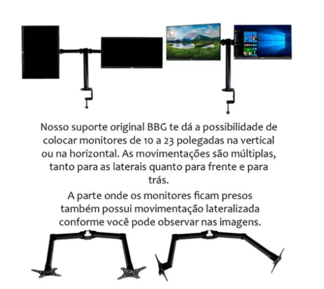 Suporte Para 2 Monitores Duplo Articulado Mesa Ajustável de 10" até 32" - Foto 4