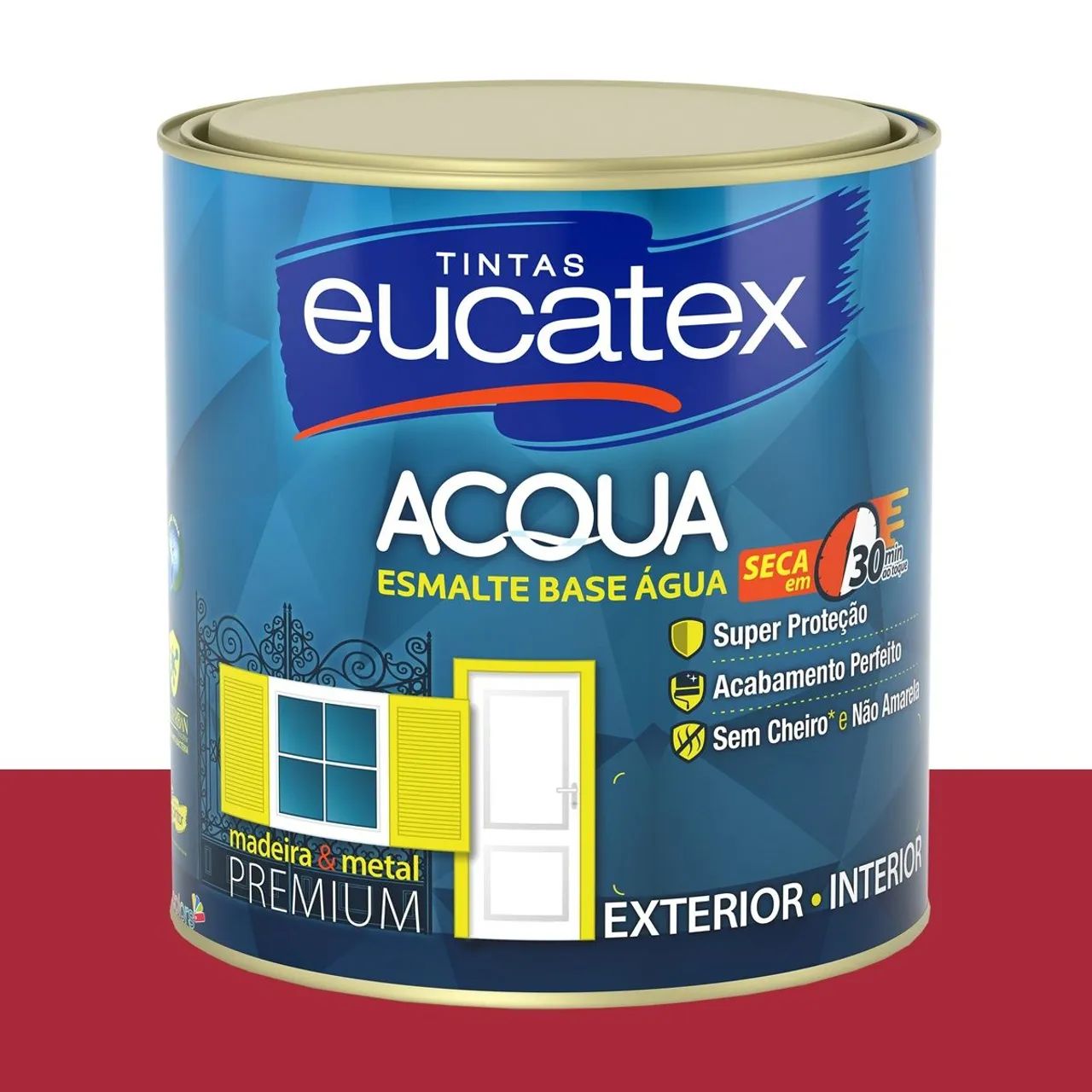 Tinta Esmalte Bril. Base Água Eucatex Cereja 800 ml