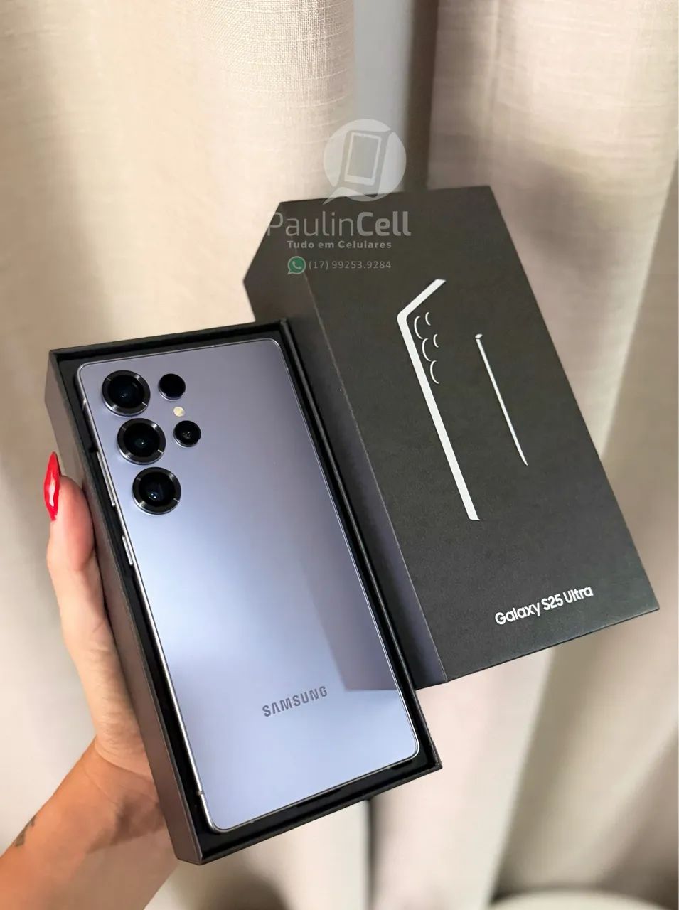 Galaxy S25 Ultra 256gb azul completo nota garantia - Celulares e