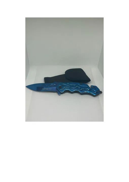 Canivete Tático com corta fio e quebra vidro cor Azul