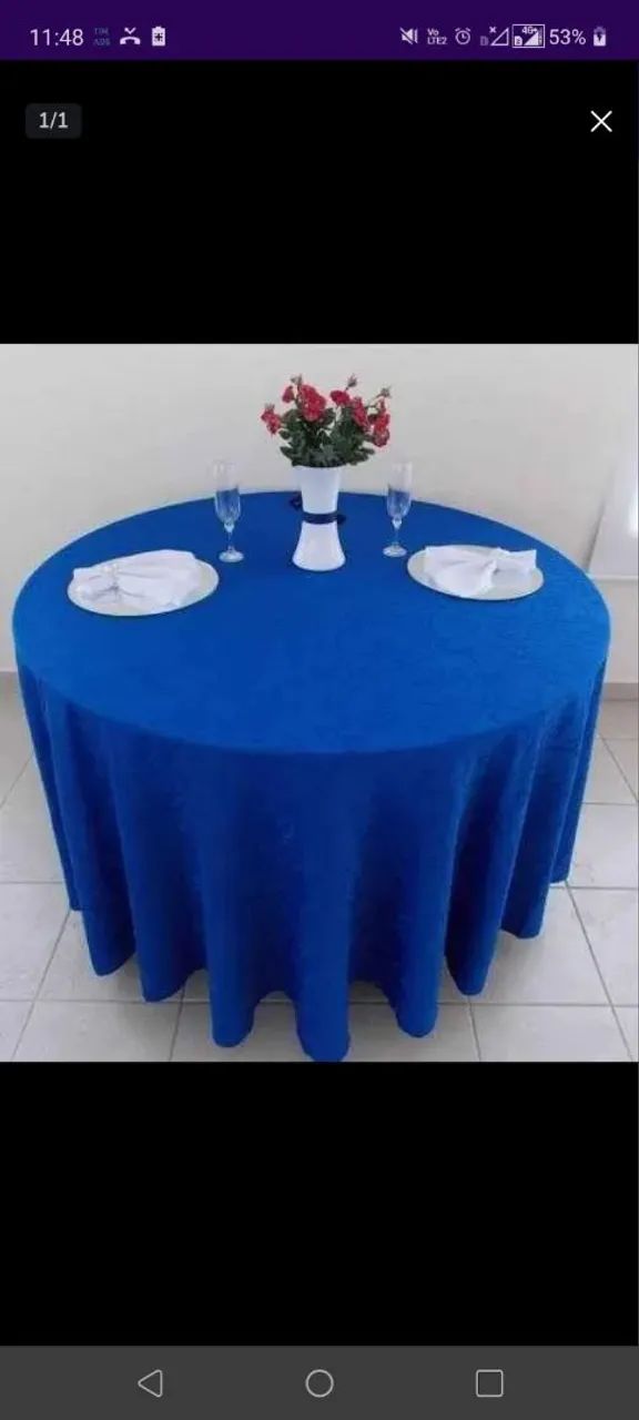 TOALHA DE CETIM - AZUL ROYAL -  PARA MESAS REDONDAS