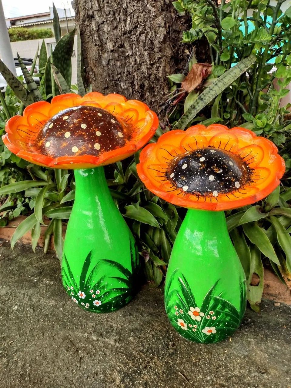 Enfeites de Jardim Girassol de barro 