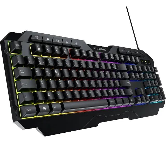 Teclado Gamer Fortrek Shortcut, Rainbow, Abnt2 Membrana Loja Coimbra Computadores Entrega - Foto 2