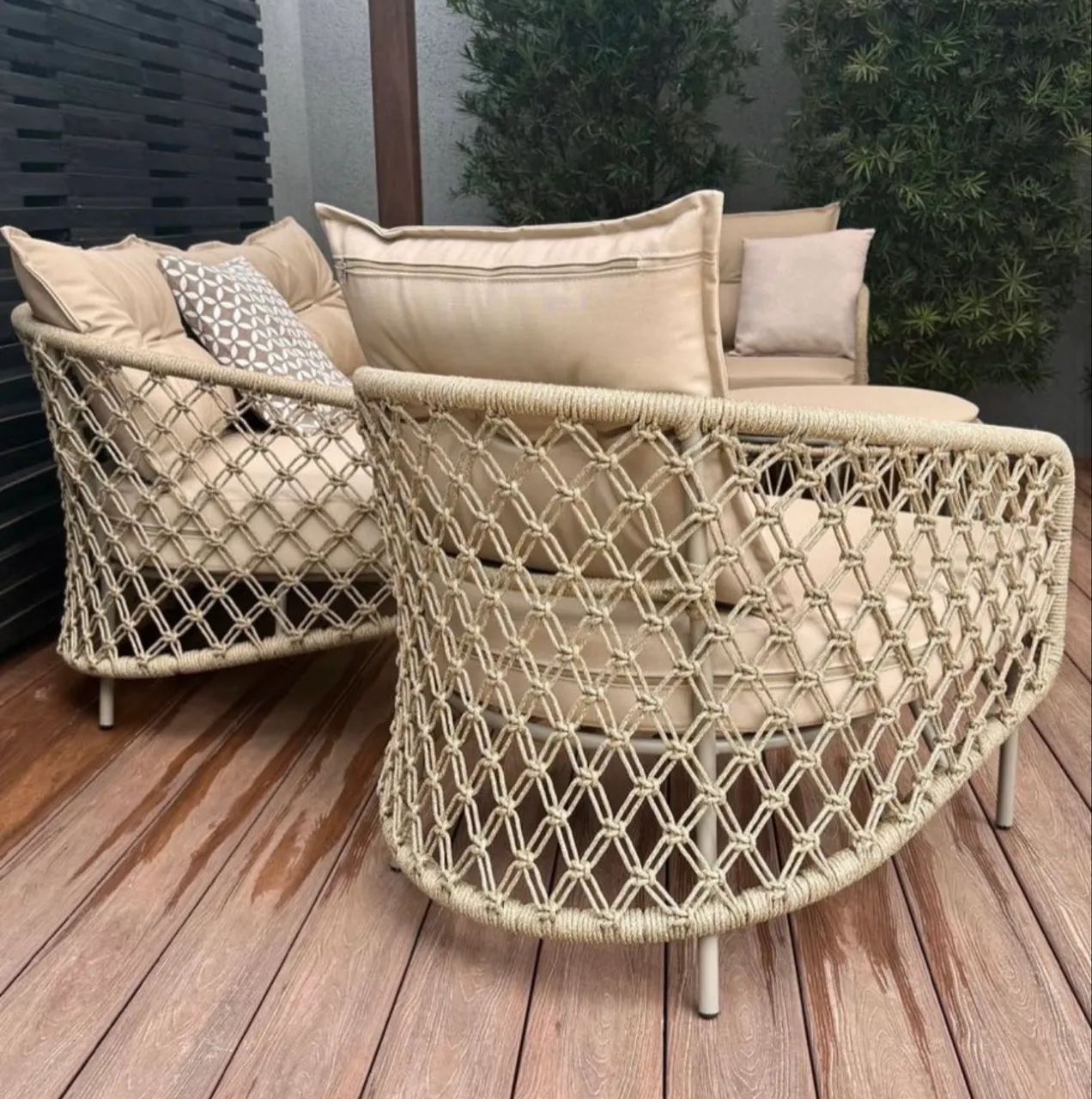 Sofa área externa sol e chuva alumínio corda nautica  - Foto 3