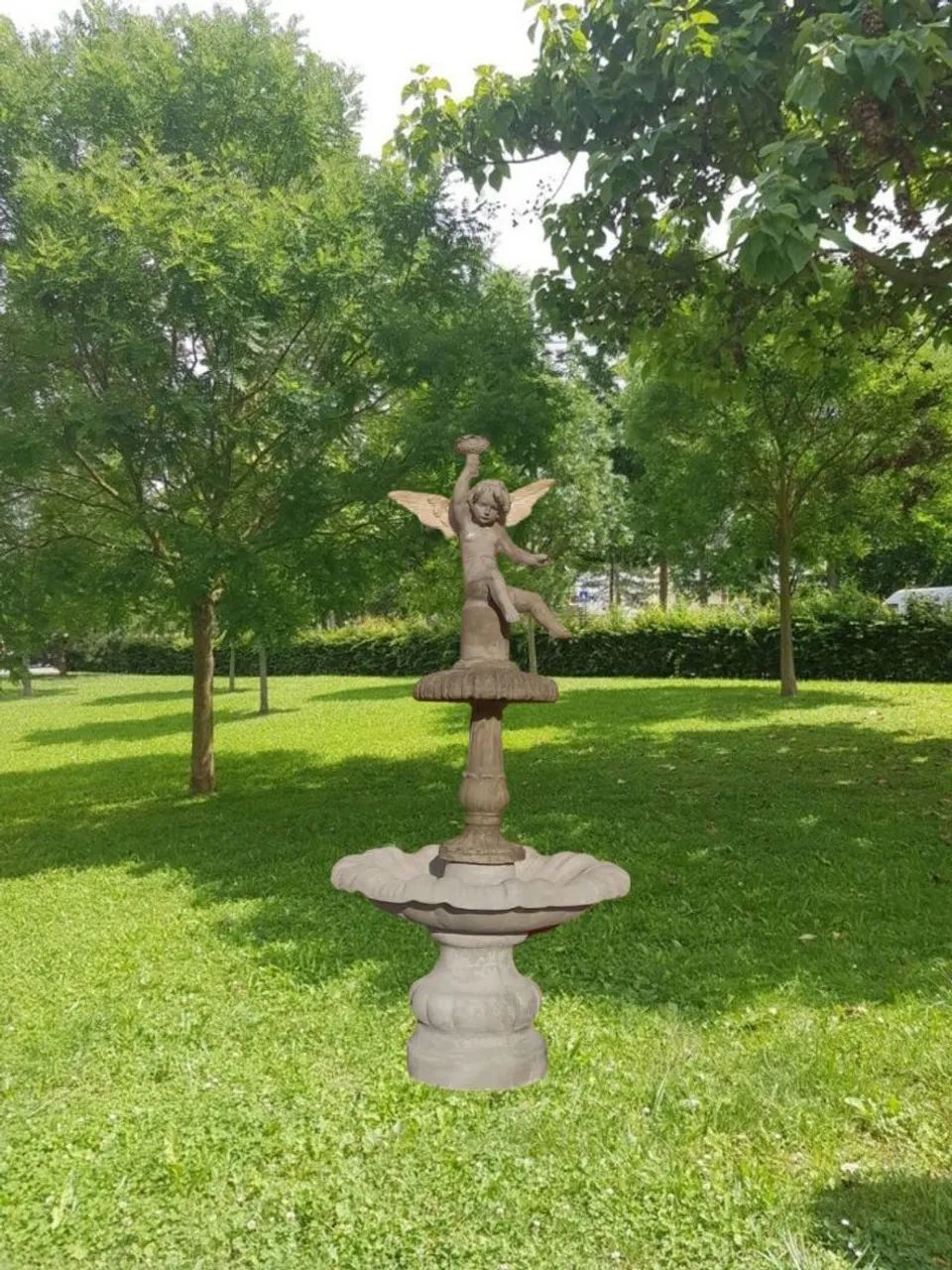 Fonte anjo luminária de cimento para jardim - Foto 3