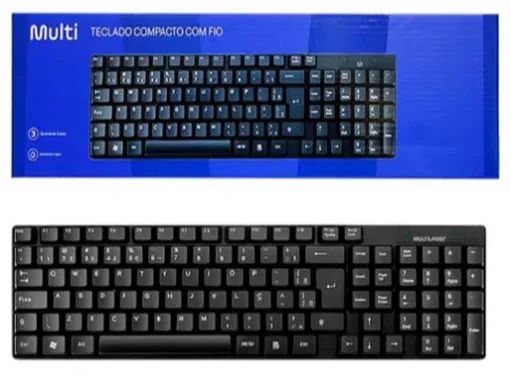 Teclado Com Fio Usb Compacto 2.0 Multi TC-193 Cabo de 120cm e Resistente a Água 