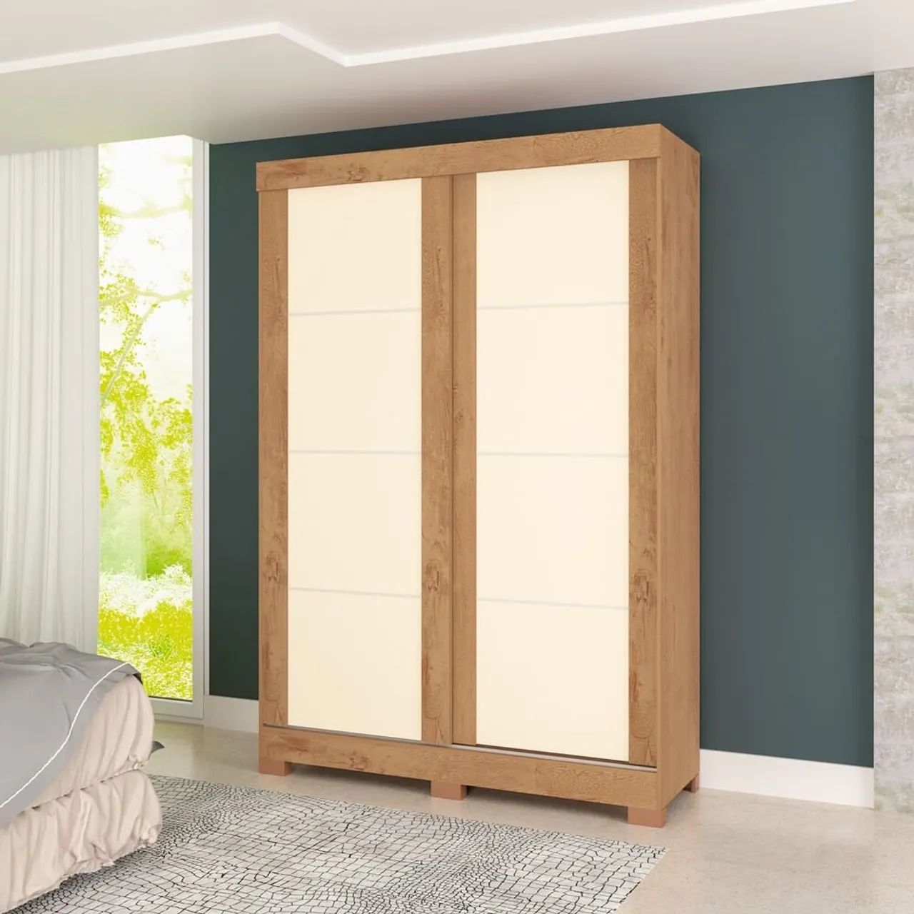 Guarda-roupa espaçoso com design moderno 
