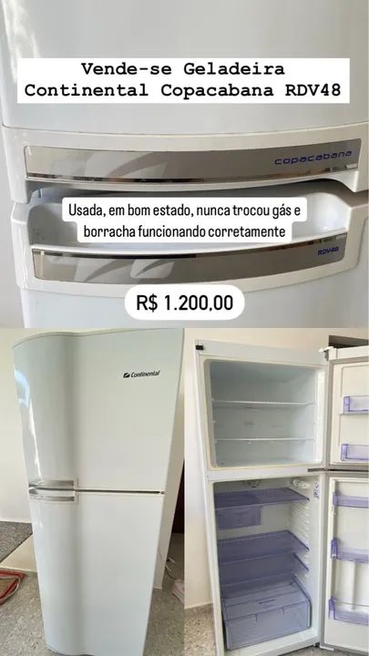 Geladeira Continental Copacabana RDV48 - Usada em ótimo estado