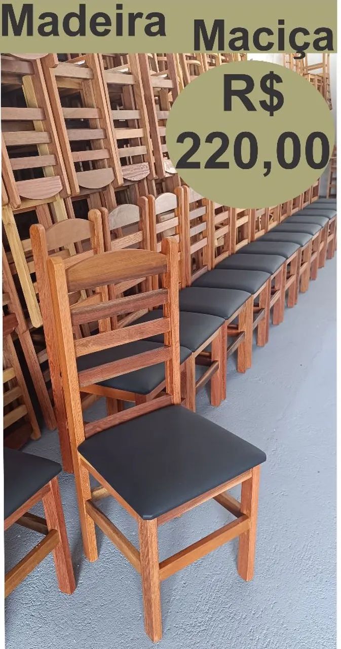 Cadeiras estofadas no courvin. Todas em madeira maciça $ 220,00 cada entregamos 08551