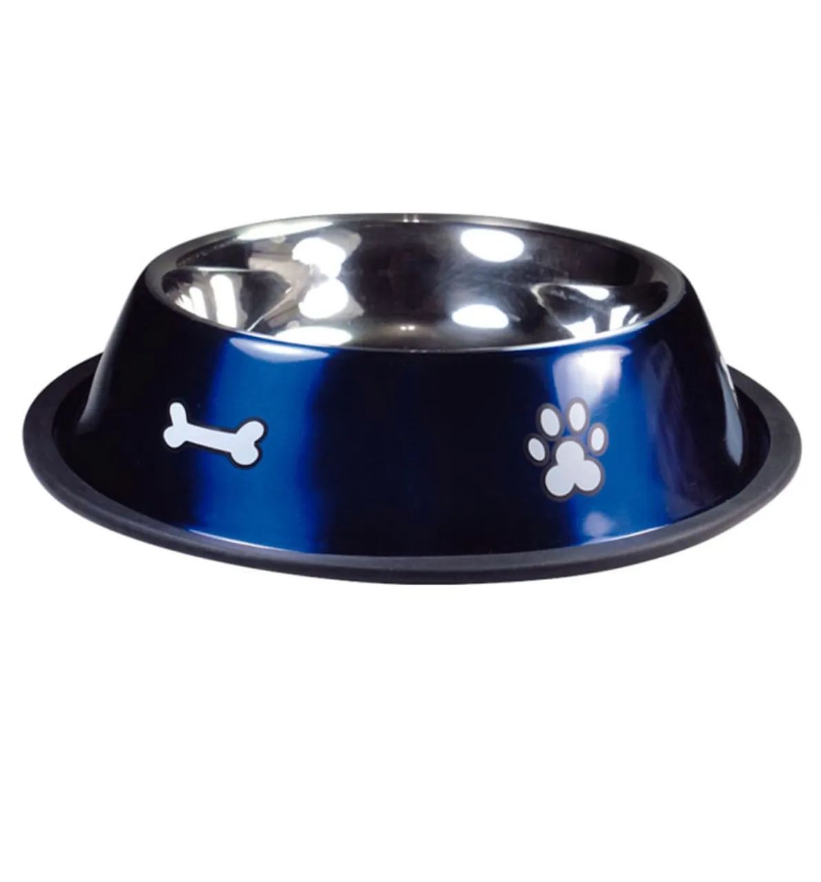 Comedouro Inox Rubber Print Azul Jambo