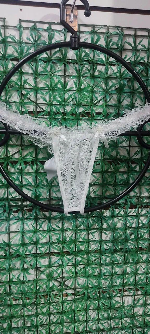 Calcinha branca de renda com laço - Foto 2