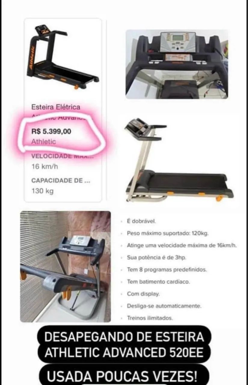 Esteira Athletic Advanced 520EE Usada