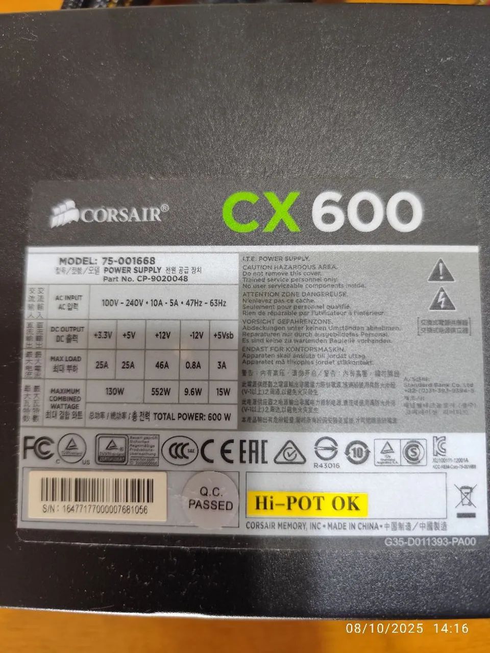 Fonte Corsair CX600 Bi volt - Foto 3