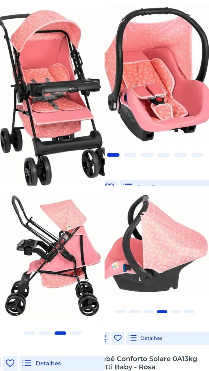 Carrinho de Bebê Conforto Solare OA13kg Rosa