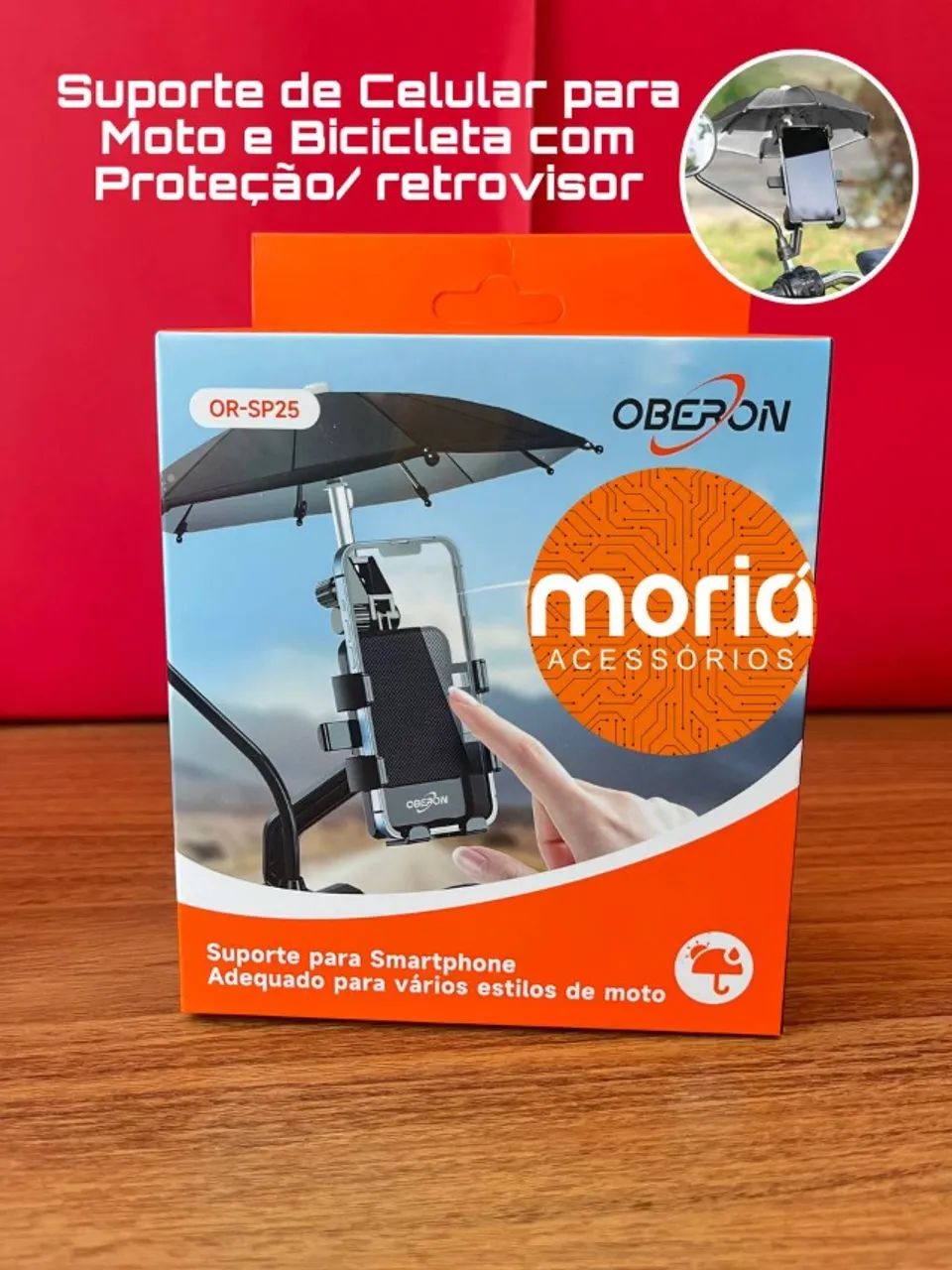 Suporte  Moto e BiKe Mini Guarda Chuva Para Celular - Foto 3