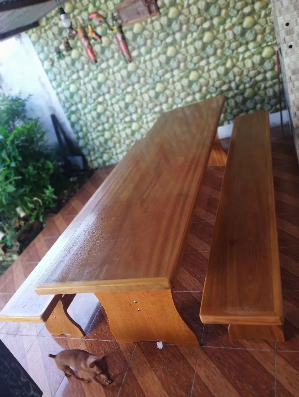 Mesa de Jantar Amadeirada com Bancos e Banquinho - Foto 2