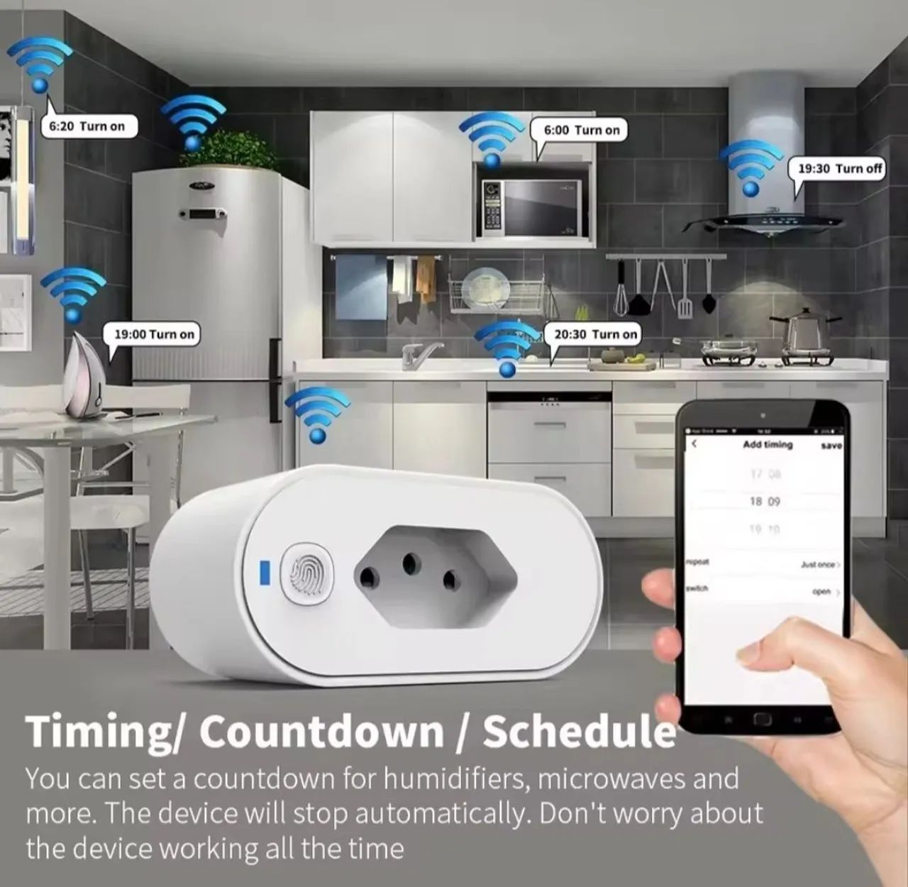 Tomada Inteligente Wi-fi Bivolt 16a Tuya Smart Life Alexa Branco - Foto 4