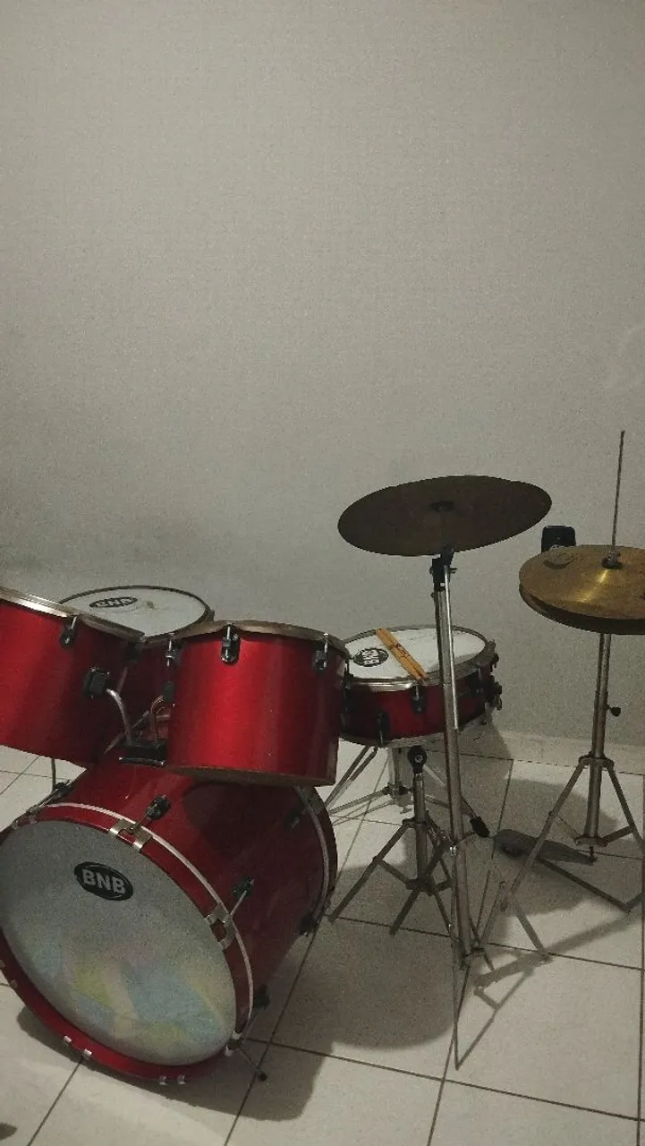 Bateria Musical Vermelha Completa