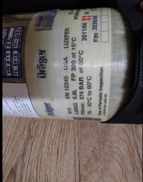 Conjunto autônomo de proteção respiratória Drager, cilindro de fibra de carbono 6L/300bar. - Foto 2