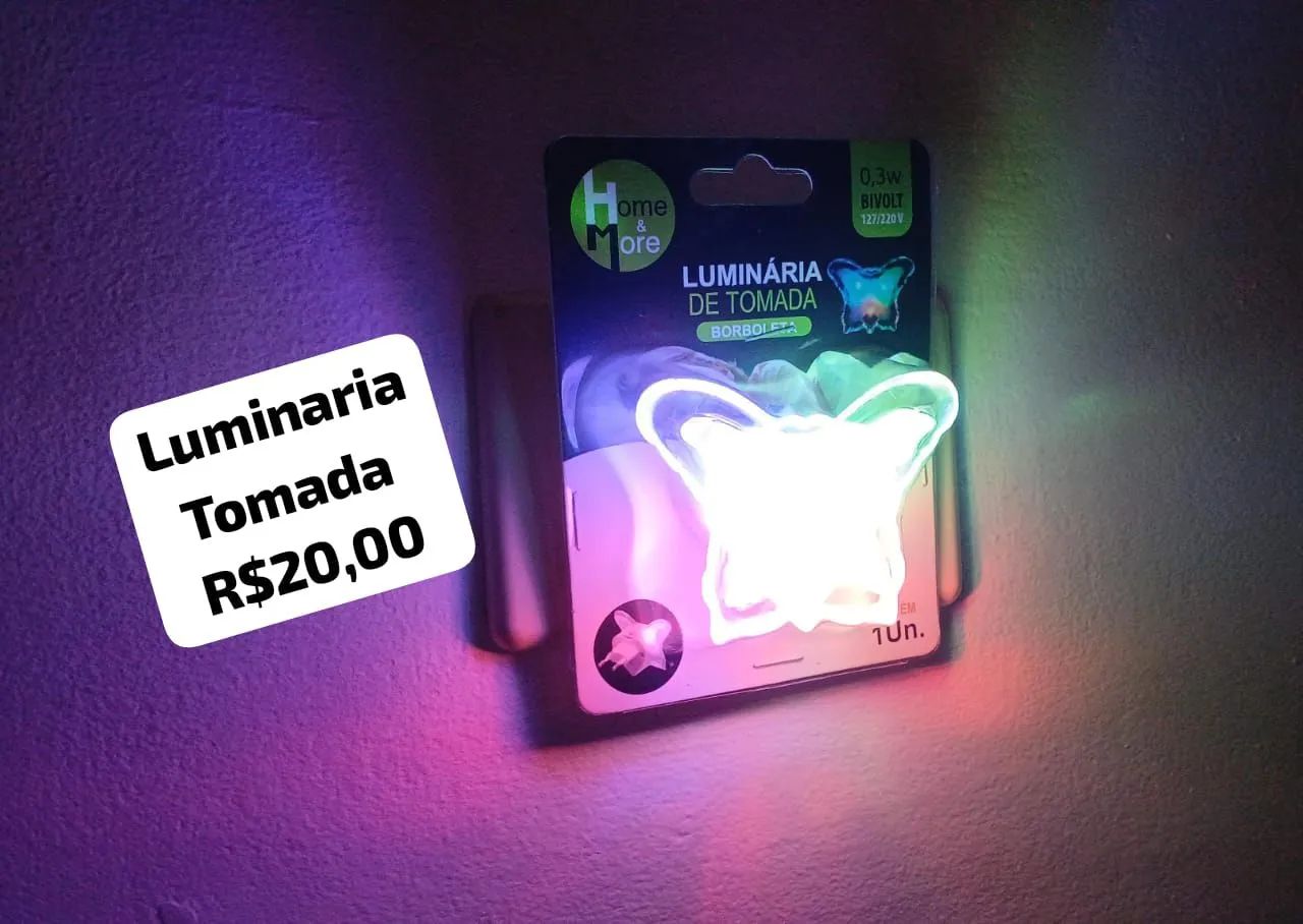 Luminária de tomada Borboleta - LED - 0,3W - Foto 2