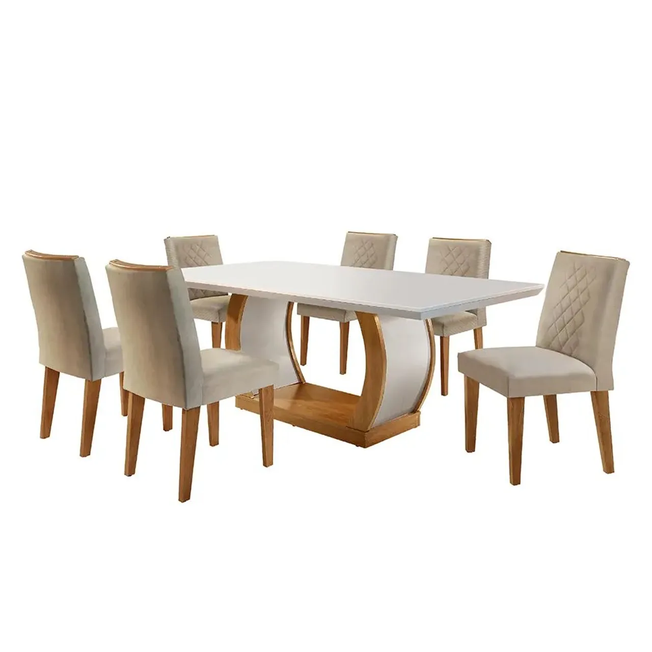 Conjunto Mesa de Jantar com 6 Cadeiras Elegante
