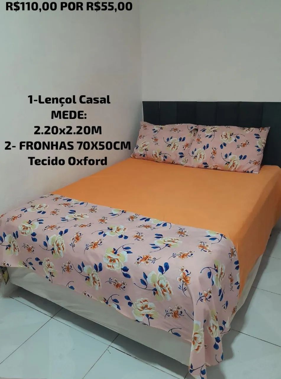 Lençol Casal + 2 Fronhas tecido Oxford  - Foto 2